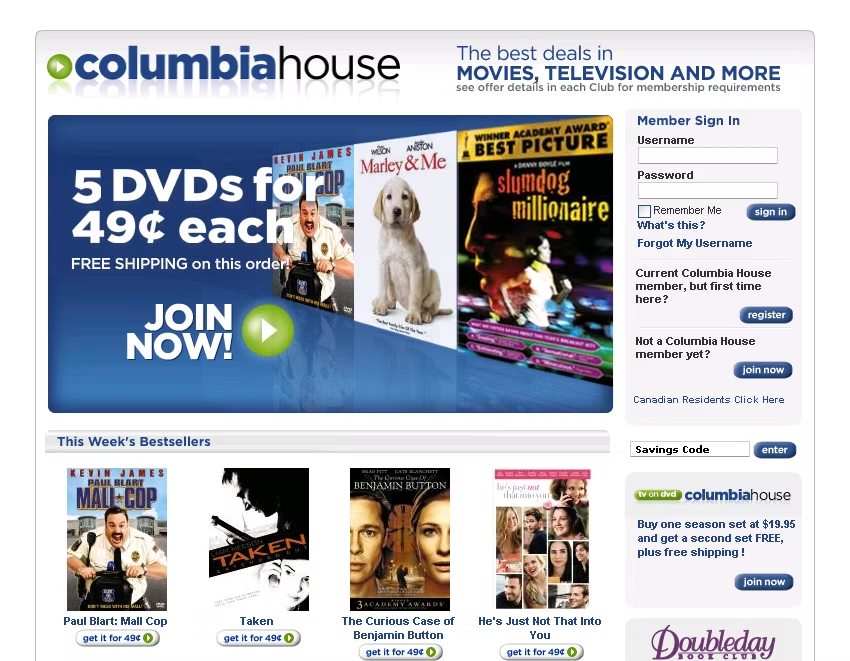 Columbia House — DVD Club Platform
